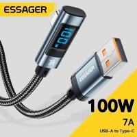 ราคา Essager 7A USB Type C จอแสดงผลสายเคเบิลพันข้อศอก PD 100W ที่ชาร์จไฟรวดเร็ว USB USB C โค้งงอข้อมูลสายไฟสำหรับ HUAWEI Mate 60 Pro Oneplus Samsung Honor OPPO VIVO ที่ชาร์จแบรนด์เสี่ยวมี่สาย (20460606463)