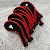 ราคา TTK shop 10 ชิ้น เซ็ต ชุดครอบหัวไม้กอล์ฟ iron set cover สีดำคาดแดง (17745000542)