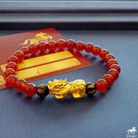 ราคา ข้อมือปี่เซียะทองคำแท้ หินคาร์เนเลี่ยน น้ำหนักทอง 0 9 กรัม ทองคำแท้ 99 99 24K ยาว 15 17 cm (7695239598)
