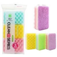 ราคา ฟองน้ำล้างจาน แผ่นใยขัดพร้อมฟองน้ำ งานดี 1 แพค 3 ชิ้น (18278776560)