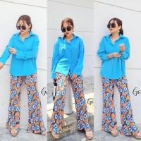 ราคา เซต2ชิ้น เสื้อเชิ้ต เกงขายาว สีสันสดใส กางเกงเป็นงานอัดพลีท งานสวยผ้าดี สวมใส่สบายๆ (19325620547)
