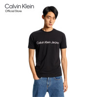 ราคา Calvin Klein เสื้อยืดผู้ชาย ทรง Slim สีดำ รุ่น J320766 BEH Organic Cotton Institutional Logo (14357926308)