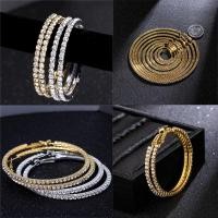 ราคา COD แฟชั่นรอบวงกลมใหญ่ Rhinestone เงินทองคริสตัลห่วงต่างหูสตั๊ดต่างหูห้อย (5521030983)