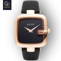 ราคา GUOUนาฬิกาผู้หญิงแบรนด์ชั้นนำสร้อยข้อมือแฟชั่นผู้หญิงหรูหราทรงสี่เหลี่ยมสายหนังแท้นาฬิกาSaati (5504422348)