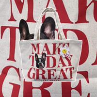 ราคา Justbehappy Tote Bag กระเป๋าผ้าลายใหม่ คลอน้องหมาน้องแมว (20557989894)