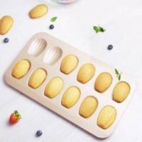 ราคา ถาดอบขนม พิมพ์ขนม madeleine มาเดอลีน 6 12 หลุม เคลือบ Non stick ลายหอย สีทอง (15786209295)