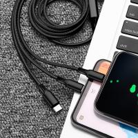 ราคา สายชาร์จ 3in1 3A สายชาร์จถัก1 2m หัวชาร์จ 3 หัว อุปกรณ์ชาร์จมือถือ USB Micro Type C iPhone สายชาร์จเร็ว สายชาร์จไนล่อนถัก กำลังชาร์จ สายชาร์จสำหรับ Fast Charging Cable (16541631617)