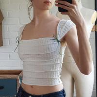 ราคา วินเทจพับโบว์ผูกสายคล้องเสื้อกล้าม Y2K ฝรั่งเศสมินิเสื้อกั๊ก2000วินาทีย้อนยุคเก๋ผู้หญิงสลิมฟิตพืชยอดนิยมเสื้อผ้า (15655692992)