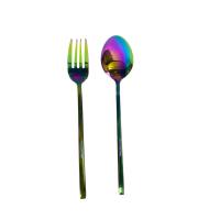 ราคา ช้อนส้อม สแตนเลสแท้ ช้อนส้อม สีเงิน สีไทเทเนี่ยม สีรุ้ง ช้อน ส้อม อย่างหนา ไซส์ใหญ่มีน้ำหนัก 20 21 ซม (19137720583)