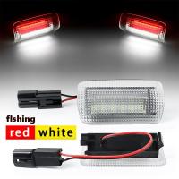 ราคา โคมไฟภายในมารยาทประตู LED สีขาว แดง2ชิ้นสำหรับ Toyota Camry Prius Alphard ประมาณ Land Cruiser 200 Prado 4Runner Sienna Avalon Sequoia Venza Previa Crown Wish Mark X Vellfire สำหรับ Lexus IS250 RX350 (