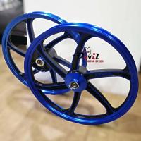 ราคา ล้อแม็ก เวฟ110i W110i W125iปลาวาฬ 6ก้าน ทูโทน 1 40x17 หน้าดิสหลังดั้ม แถมลูกปืน บูชกลางล้อ ขายเป็นคู่ สีน้ำเงิน (11866912608)