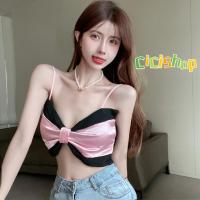 ราคา Cici J073 เสื้อสายเดี่ยวครอปท็อป แต่งผูกโบว์หน้า น่ารักสไตล์เกาหลี (20657658306)