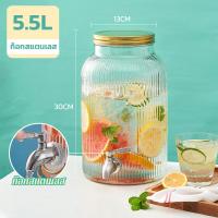 ราคา 3 5 5 5 ลิตร โหลแบบมีก๊อก แก้วจ่ายน้ำมีก็อก โถแก้วจ่ายน้ำ จ่ายน้ำหวาน น้ำผลไม้ เครื่องดื่ม ความจุสูง กระจกหนา (20527034785)