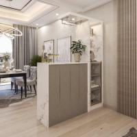 ราคา SB Design Square KUCHE เคาน์เตอร์บาร์ ขนาด 150 ซม รุ่น Mabel สีขาวลายหินอ่อน ตู้โชว์ฝั่งขวา 150X40X200 ซม (11325031905)