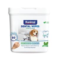 ราคา Kanimal Pet Dental Wipes ปลอกนิ้วแปรงฟันสำหรับสัตว์เลี้ยง บรรจุ 50 ชิ้นต่อกระปุก (20423322995)