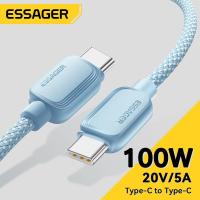 ราคา Essager 100W Type C ไปยัง Type C สาย PD ชาร์จเร็ว USBC ถึง USB C สาย C C สายชาร์จมาการองสำหรับ iPhone MacBook iPad Xiaomi Dell Lenovo HP Samusung Huawei สายชาร์จ (20333887167)