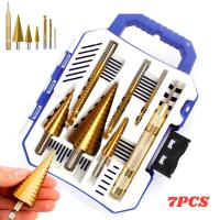 ราคา คุณภาพเยอรมัน ใช้นาน 20ปี ชุด ดอกสว่าน ทรงเจดีย์ ขั้นบันได 7pcs HSS StepDrill เจาะรู ขยายรู คว้านรู ดอกเล็ก ใหญ่ ขนาด 4 32 มม 3 4 ดอกต่อชุด 6 ดอกต่ (20423197275)