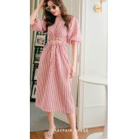 ราคา Sugarbird Mayfair Dress ชุดเดรสผ้าคอตตอนลินินเว้ารูดเอวลายทางริ้วแดงขาว (20550496416)