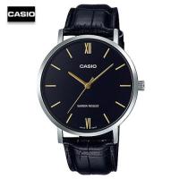 ราคา Velashop นาฬิกาข้อมือผู้ชายคาสิโอ Casio Standard สายหนังแท้สีดำ หน้าปัดดำ รุ่น MTP VT01L 1BUDF MTP VT01L 1B MTP VT01L (19409436214)