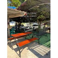 ราคา โซฟาแปลงร่าง โครงเหล็กสีดำ ไม้สักสีเข้ม ปรับเป็น 2 แบบ โต๊ะและเก้าอี้ (17463246294)