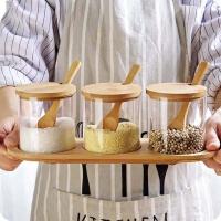 ราคา โหลใส่เครื่องปรุง ที่ใส่เครื่องปรุง เซ็ทที่ใส่เครื่องปรุงแก้ว 3 ชิ้น พร้อมช้อนไม้ไผ่และฝาไม้ปิด โหล (18900832751)