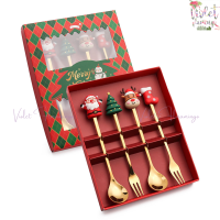 ราคา Violet Flamingo ช้อนส้อมคริสมาสต์ ช้อนกาแฟ ช้อนส้อมขนมลายต้นคริสมาสต์ ซานต้า และ Snow Man (20558774408)