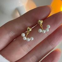 ราคา Suwann na shop ราคาต่อคู่ ต่างหู ต่างหูเงินแท้ ต่างหูหัวใจมุกเรียง สีเงิน ทอง (20552640808)