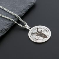 ราคา WXR สร้อยคอผู้ชายจี้รูปวงกลมโลโก้หัวแพะรูปกะโหลกทรงห้าเหลี่ยมทำจากสเตนเลสโซโลมอนซาตาน (19341359316)