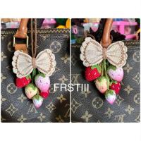 ราคา พวงกุญแจสตอเบอรี่ถัก ไหมคอตตอน strawberry พวงสตอเบอรี่ห้อยหูกระเป๋า 1 พวง (11812291554)
