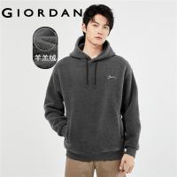 ราคา GIORDANO Men Hoodies Letter Badge Polar Fleece Warm Hoodies Solid Color Slant Pockets Fashion Casual Loose Hoodies 01023798 (20004510304)
