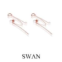 ราคา SWAN Mia Pearl Chain Earring with Cuff ต่างหูเงินแท้ ต่างหูโซ่ประดับมุกแท้ มุกน้ำจืดแบบเจาะและหนีบ ฝังเพชรคิวบิกเซอร์โคเนีย cubic zirconia (4187302015)