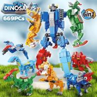 ราคา SpaceKids ของเล่นหุ่นยนต์ไดโนเสาร์ 6 in 1 Dino Mecha Transformers 6 in 1 Combo ของเล่นเด็ก ตัวต่อเลโก้ เลโก้ ชุด 6 กล่อง หุ่นยนต์ หุ่นยนต์ของเล่น LEGO Compatible Design (20607344445)