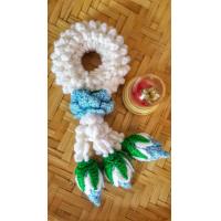 ราคา พวงมาลัยไหมพรม พวงมาลัยกลม พวงมาลัยวันแม่ ดอกกุหลาบสีฟ้า ถ่ายจากงานจริง พร้อมส่ง (20382134758)