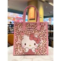 ราคา กระเป๋าโท้ทลายเสือดาวสีชมพูสำหรับผู้หญิงลำลองการ์ตูนคิตตี้พิมพ์กระเป๋าสะพายหนัง PU (20517023789)