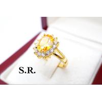 ราคา แหวนทองบุษราคัมน้ำหนักพลอย 5 80 กะรัต ล้อมเพชรน้ำ เม็ดละ 5 ตัง พร้อมใบรับรองสินค้า เคลือบทองแท้100 (2967722800)