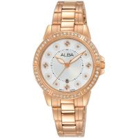 ราคา นาฬิกาข้อมือผู้หญิง ALBA รุ่น AH7R26X สีโรสโกลด์ AH7R28X สีทอง ขนาดตัวเรือน 30 มม ตัวเรือน สาย สแตนเลสสตีล ขอบประดับด้วยคริสตัล (7169072955)