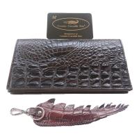 ราคา MCROC กระเป๋าสตางค์หนังจระเข้แท้ 2พับยาว ส่วนกระดูก สีน้ำตาล (3814678740)