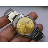 ราคา นาฬิกา Vintage มือสองญี่ปุ่น Seiko 5 Five ระบบ Automatic Day Date 6309 5960 ผู้ชาย ทรงกลม กรอบเงิน หน้าสีเหลืองทอง หน้าปัด 37มม สายสแตนเลสใช้งานได้ปกติ สภาพดี ของแท้ ไม่กันน้ำ (20408468940)