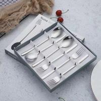 ราคา ชุดช้อนส้อมเกาหลี ช้อนส้อมเกาหลี ช้อนส้อมสแตนเลส ช้อนส้อมสไตล์เกาหลี 1ชุด 6ชิ้น (12160317749)