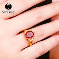 ราคา วันของขวัญ แหวนทองโกเมนเกาหลีสำหรับผู้หญิงปรับขนาดได้แหวนโมซานหินสีแดงกระพริบแหวนทอง (19965818123)