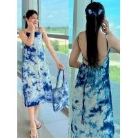 ราคา เดรสสายเดี่ยวมัดย้อม ทรงยาวโชว์หลัง สายผูกได้ 2 แบบ (20093854894)