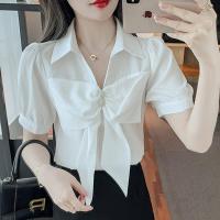 ราคา เสื้อแขนสั้นคอวีสีขาวเสื้อเชิ้ตแฟชั่นและเป็นเอกลักษณ์สำหรับผู้หญิงเสื้อหูกระต่ายแฟชั่นฤดูร้อน (19470681701)