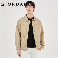 ราคา GIORDANO Men Jackets 100 Cotton Flap Pockets Cargo Jackets Turn Down Collar Quality Fashion Casual Loose Jackets 18073601 (19923970959)
