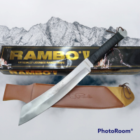 ราคา มีด อุปกรณ์เดินป่า มีดแรมโบ้ 5 RAMBO lV ใบเลส ยาว 56cm พร้อมชองหนังน้ำตาล มีดอเนกประสงค์ เหมาะกับแารเดินป่า แคมปิ้ง สีนค้าพร้อมส่ง (16924626875)