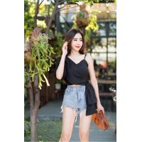 ราคา ส่งเร็ว 07S เสื้อเปิดไหล่ เสื้อไหล่เฉียง เสื้อครอป ครอปแฟชั่น (15499386959)