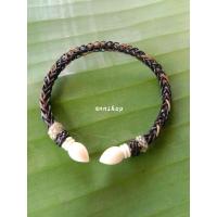 ราคา กำไลหางช้างสามสีหัวบัวงา ของแท้100 ถักลายกระดูกงู (19251665257)