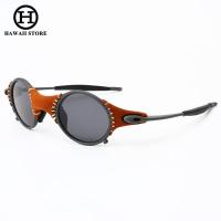 ราคา Hawaii Top XMetal แว่นกันแดดกลางแจ้งสายรัดปรับระดับได้ กรอบโลหะโพลาไรซ์ การขับรถมอเตอร์ไซด์แว่นตากันลม เลนส์กระจกสีฟ้ากรอบสีเทา UV400 (17191847393)