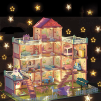 ราคา บ้างของเล่นตุ๊กตา มีไฟLEDสาวบ้านต๊กตา มีเฟอร์นิเจอร์ ของเล่นบ้านบาร์บี้ ชุดสำหรับBarbie ของเล่นบ้านชุดปราสาทเจ้าหญิง บ้านตุ๊กตาDIY (7608906486)