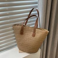 ราคา กระเป๋าสานฟางสำหรับฤดูร้อนกระเป๋าโท้ทไม้ไผ่สานความจุใหญ่สำหรับผู้หญิงกระเป๋าทรงจีบสานตะกร้าผักสำหรับท่องเที่ยวพักผ่อนชายหาดริมทะเล (19833117043)