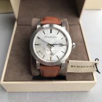 ราคา Burberry The City Brown Embossed Check Leather Silver Dial Watch BU9904 42mm (17379972791)